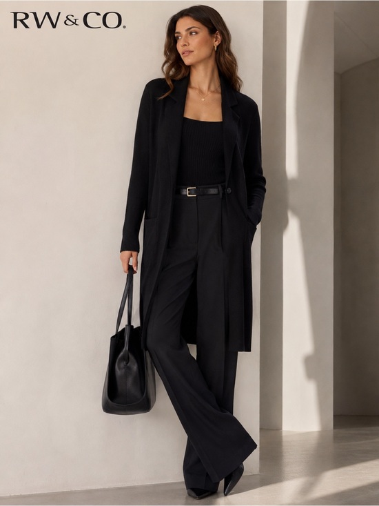 RW&CO. Sweaters - RW&CO. Camber & Grace Black Open Front Cardigan | Longline Knit | Size Medium
